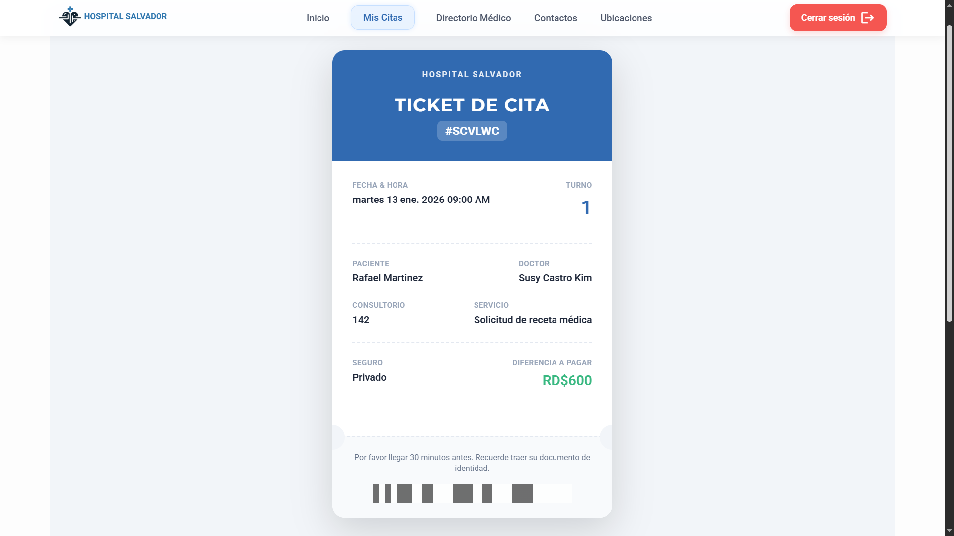 Centro Médico Cliente - Ticket 1