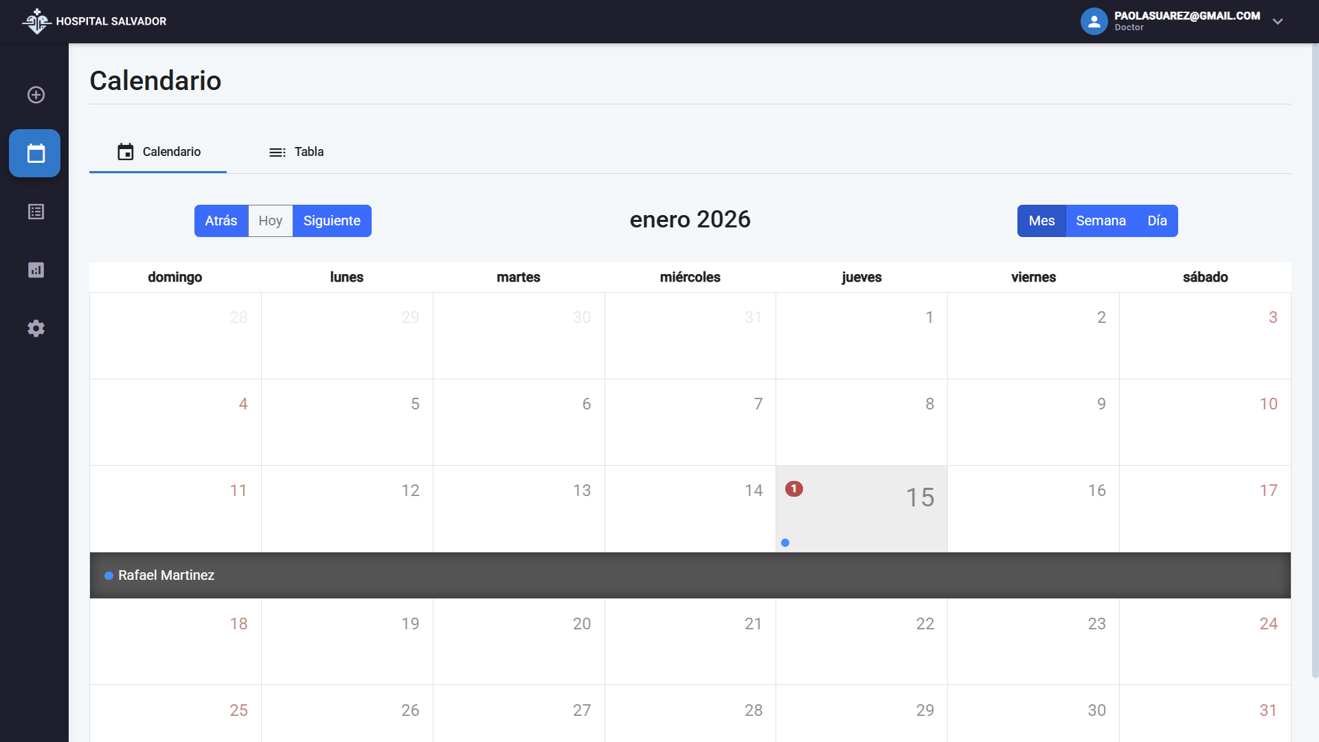 Centro Médico Doctor - Calendario 1